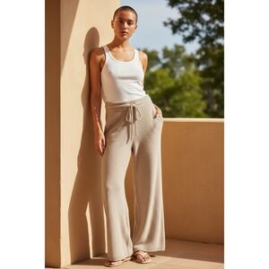 TXS Luxe Lounge Wide Leg Pant Soft Cozy Taupe Size Small